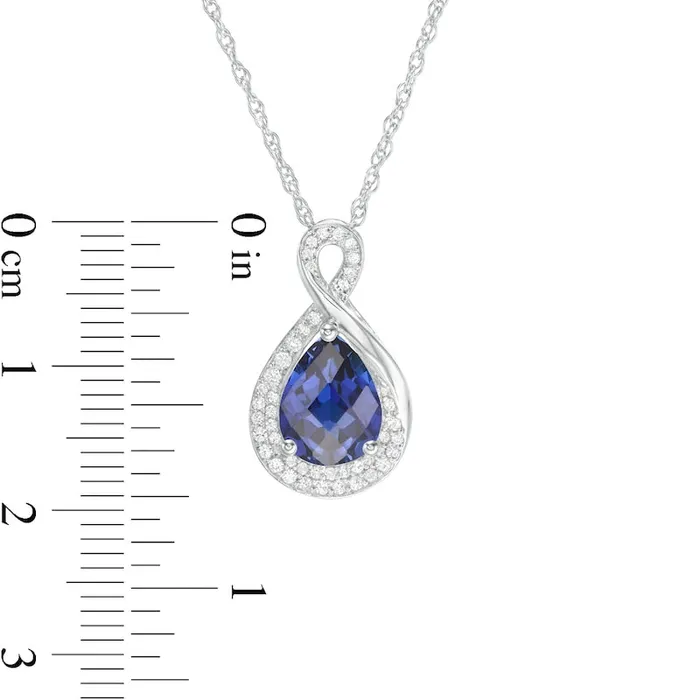 Rings Goldia PearShaped LabCreated Blue and White Sapphire Infinity Pendant in Sterling Silver Rings Goldia PearShaped LabCreated Blue and White Sapphire Infinity Pendant in Sterling Silver