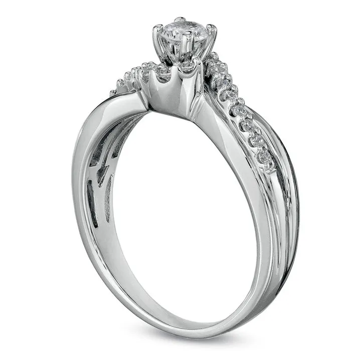 Rings Goldia Previously Owned 050 CT TW Natural Diamond Twist Engagement Ring in Solid 14K White Gold Rings Goldia Previously Owned 050 CT TW Natural Diamond Twist Engagement Ring in Solid 14K White Gold
