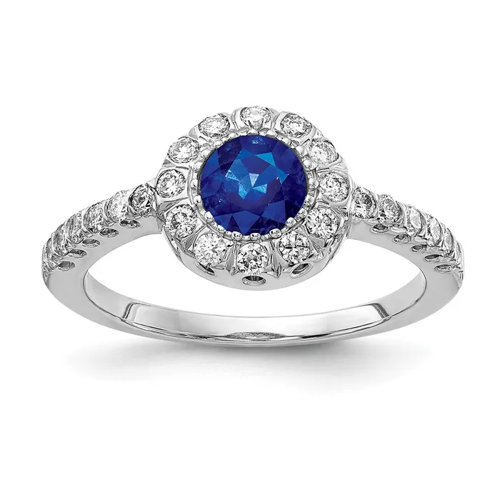 Rings Goldia Solid 14k White Gold 5mm Simulated Sapphire A CZ Ring