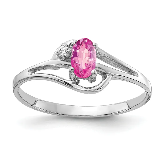 Rings Goldia Solid 14k White Gold 5x3mm Oval PinK Simulated Sapphire VS CZ Ring Rings Goldia Solid 14k White Gold 5x3mm Oval PinK Simulated Sapphire VS CZ Ring