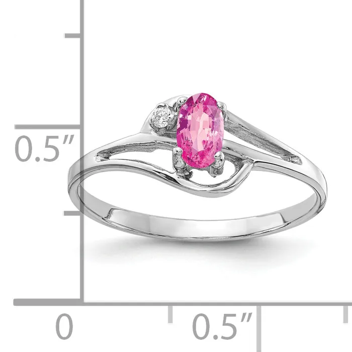 Rings Goldia Solid 14k White Gold 5x3mm Oval PinK Simulated Sapphire VS CZ Ring