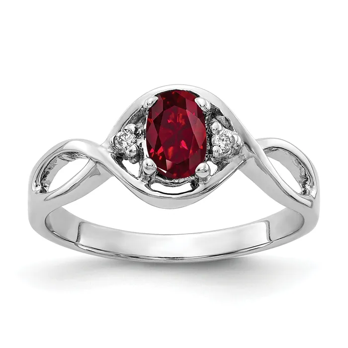 Rings Goldia Solid 14k White Gold 6x4mm Oval Created Simulated Ruby AAA CZ Ring Rings Goldia Solid 14k White Gold 6x4mm Oval Created Simulated Ruby AAA CZ Ring
