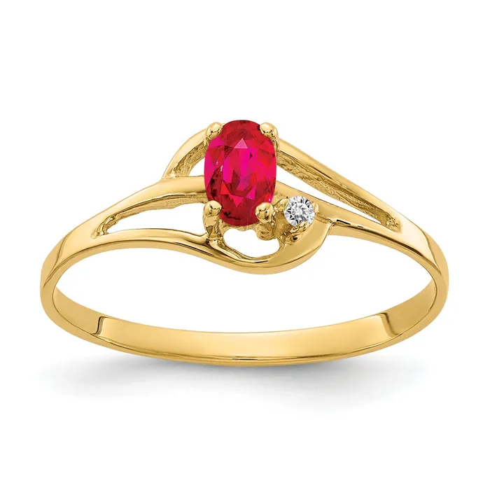 Rings Goldia Solid 14k Yellow Gold 5x3mm Oval Simulated Ruby AAA CZ Ring