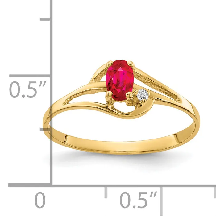 Rings Goldia Solid 14k Yellow Gold 5x3mm Oval Simulated Ruby AAA CZ Ring