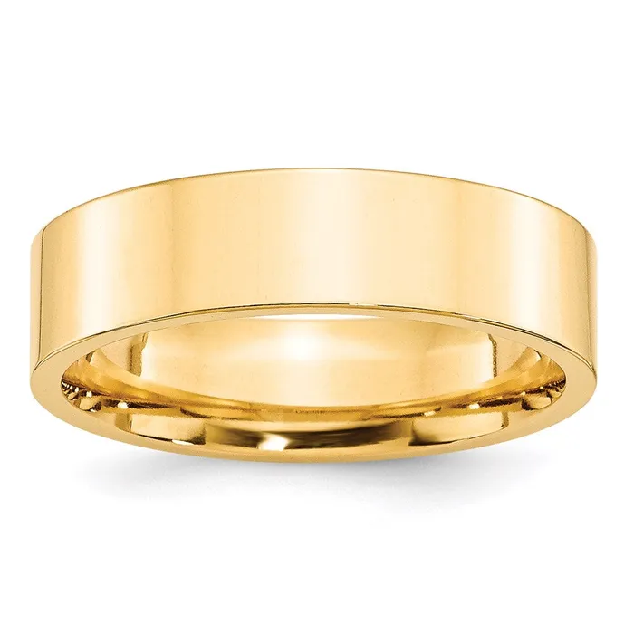 Rings Goldia Solid 14K Yellow Gold 6mm Standard Flat Comfort Fit MensWomens Wedding Band Ring Size 8