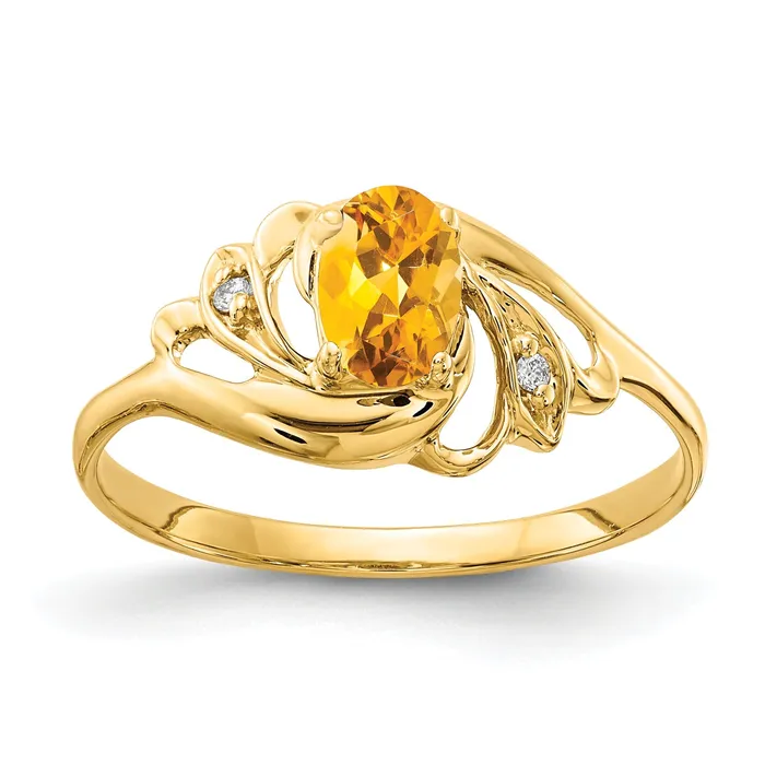 Rings Goldia Solid 14k Yellow Gold 6x4mm Oval Simulated Citrine VS CZ Ring Rings Goldia Solid 14k Yellow Gold 6x4mm Oval Simulated Citrine VS CZ Ring