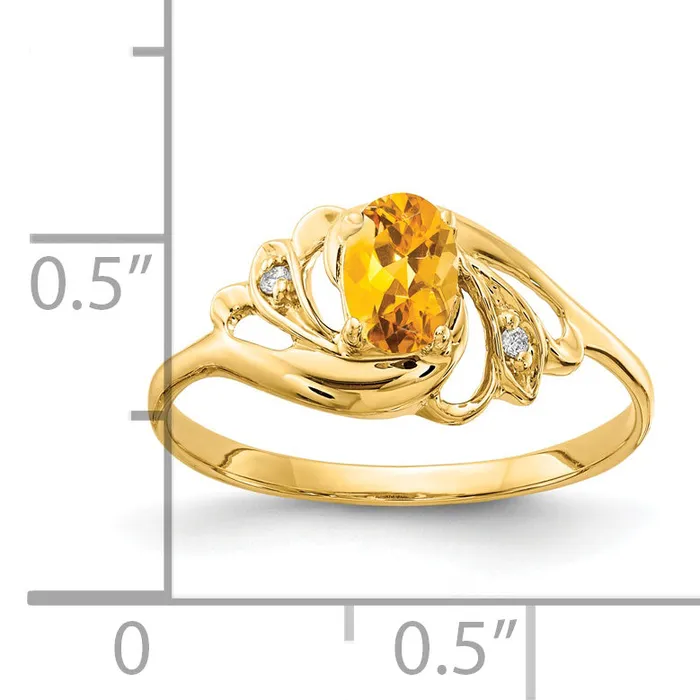 Rings Goldia Solid 14k Yellow Gold 6x4mm Oval Simulated Citrine VS CZ Ring