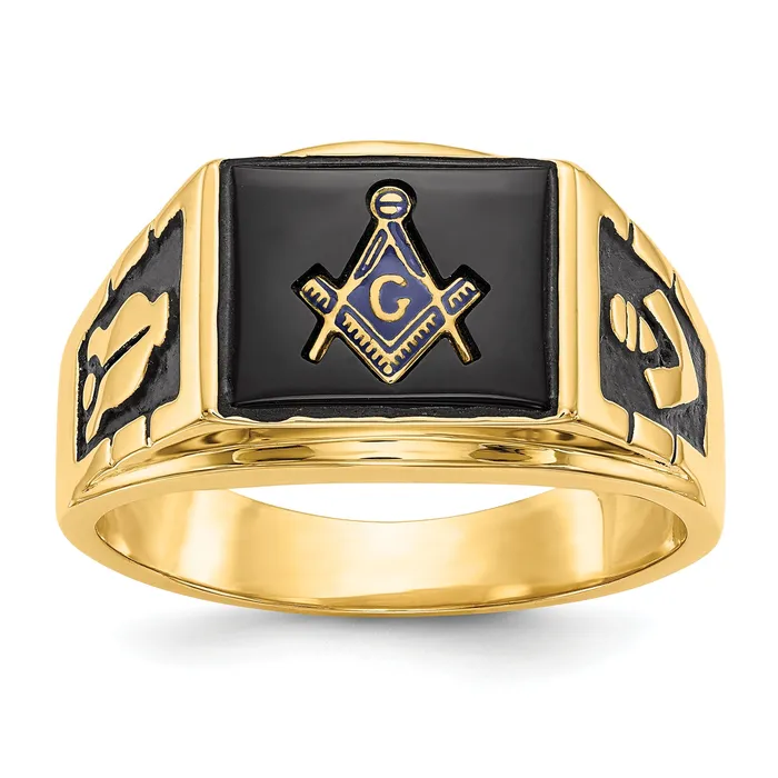 Rings Goldia Solid 14k Yellow Gold Mens Masonic Ring
