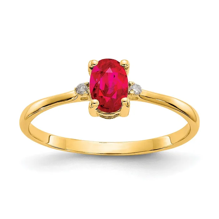 Rings Goldia Solid 14k Yellow Gold Simulated CZ Ruby Birthstone Ring