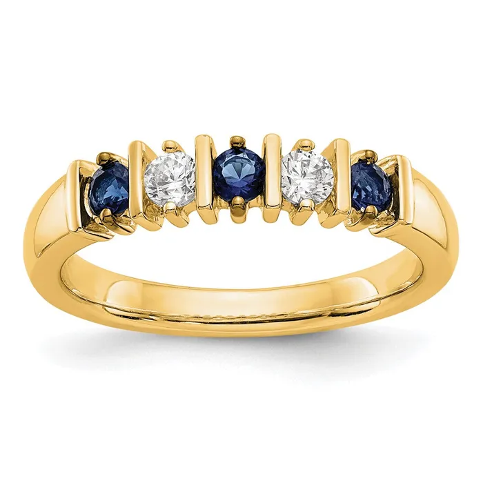 Rings Goldia Solid 14k Yellow Gold Simulated CZ wSimulated Sapphire Band Rings Goldia Solid 14k Yellow Gold Simulated CZ wSimulated Sapphire Band