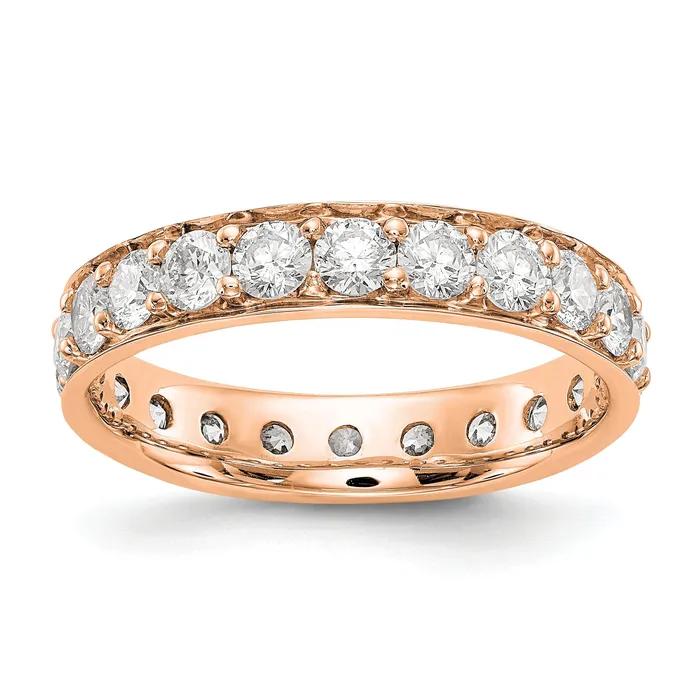 Rings Goldia Solid Real 14k Rose Gold Polished Vintage 2ct CZ Eternity Wedding Band Ring Rings Goldia Solid Real 14k Rose Gold Polished Vintage 2ct CZ Eternity Wedding Band Ring