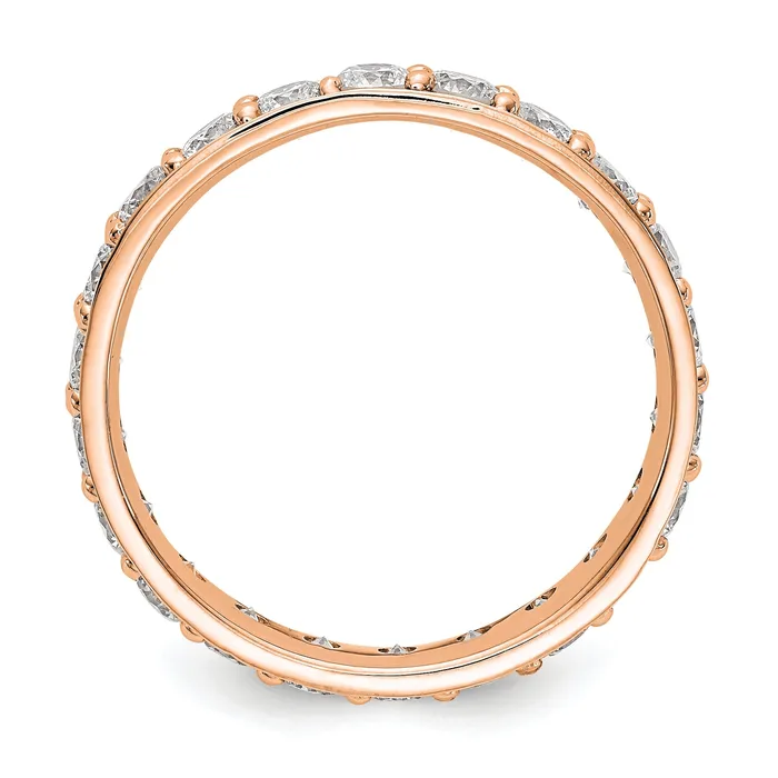 Rings Goldia Solid Real 14k Rose Gold Polished Vintage 2ct CZ Eternity Wedding Band Ring