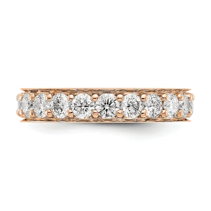 Rings Goldia Solid Real 14k Rose Gold Polished Vintage 2ct CZ Eternity Wedding Band Ring