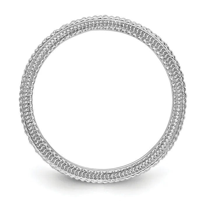Rings Goldia Solid Real 14k White Gold Polished 13CT Milgrain Edge CZ Eternity Wedding Band Ring