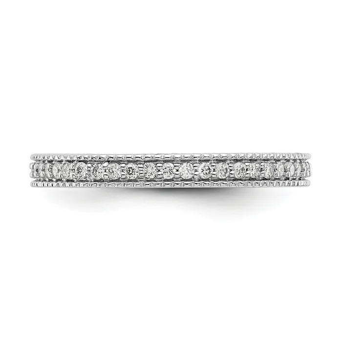 Rings Goldia Solid Real 14k White Gold Polished 13CT Milgrain Edge CZ Eternity Wedding Band Ring