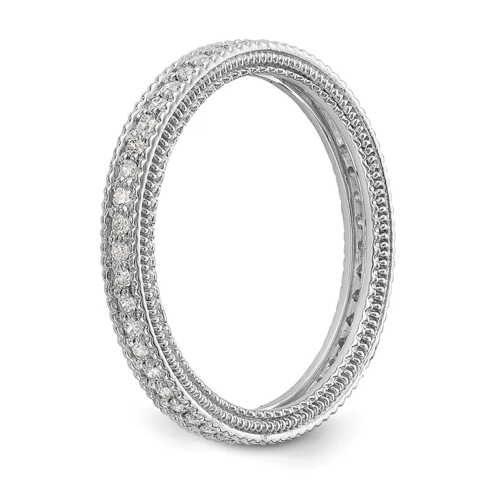 Rings Goldia Solid Real 14k White Gold Polished 13CT Milgrain Edge CZ Eternity Wedding Band Ring
