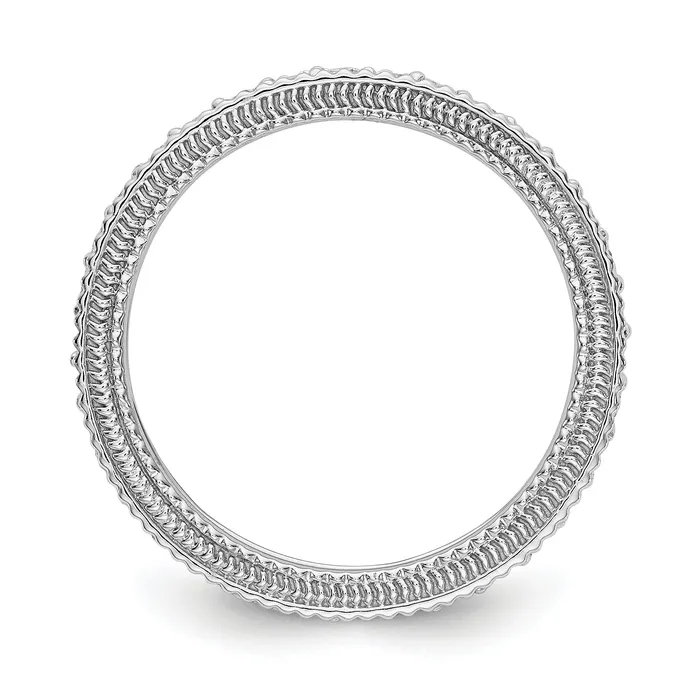 Rings Goldia Solid Real 14k White Gold Polished 34CT Milgrain Edge CZ Eternity Wedding Band Ring