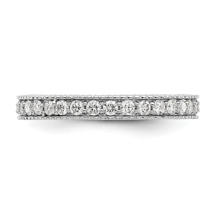 Rings Goldia Solid Real 14k White Gold Polished 34CT Milgrain Edge CZ Eternity Wedding Band Ring