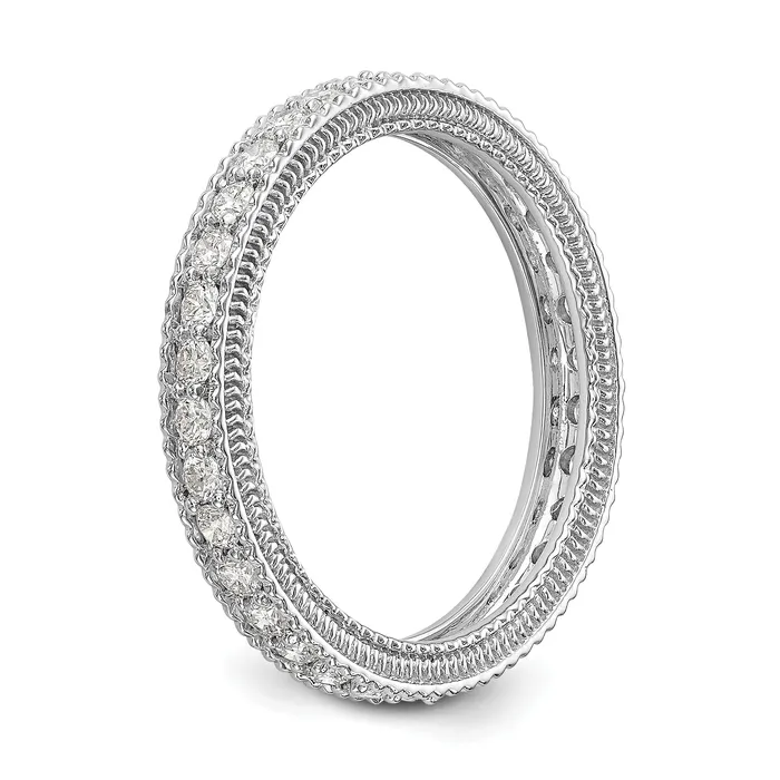 Rings Goldia Solid Real 14k White Gold Polished 34CT Milgrain Edge CZ Eternity Wedding Band Ring