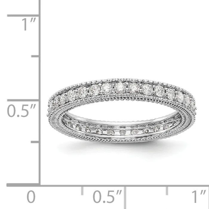 Rings Goldia Solid Real 14k White Gold Polished 34CT Milgrain Edge CZ Eternity Wedding Band Ring