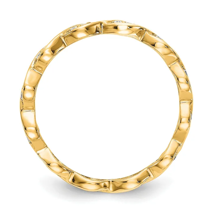Rings Goldia Solid Real 14k White Polished Round 2CT Double Row CZ Eternity Wedding Band Ring
