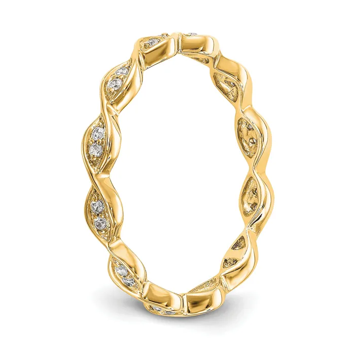 Rings Goldia Solid Real 14k White Polished Round 2CT Double Row CZ Eternity Wedding Band Ring