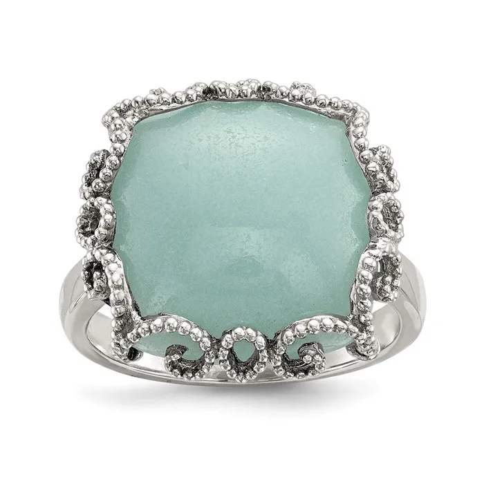 Rings Goldia Sterling Silver Created Amazonite Polished and Textured Ring