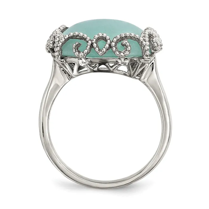 Rings Goldia Sterling Silver Created Amazonite Polished and Textured Ring