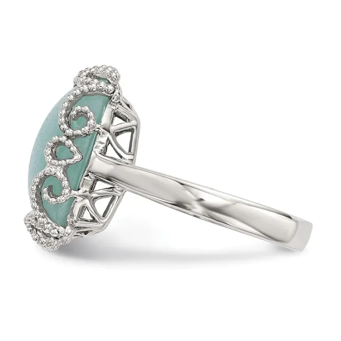 Rings Goldia Sterling Silver Created Amazonite Polished and Textured Ring