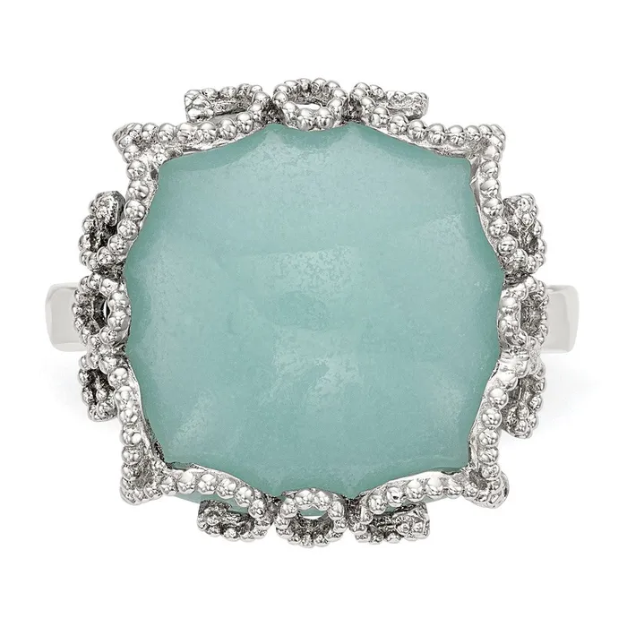 Rings Goldia Sterling Silver Created Amazonite Polished and Textured Ring