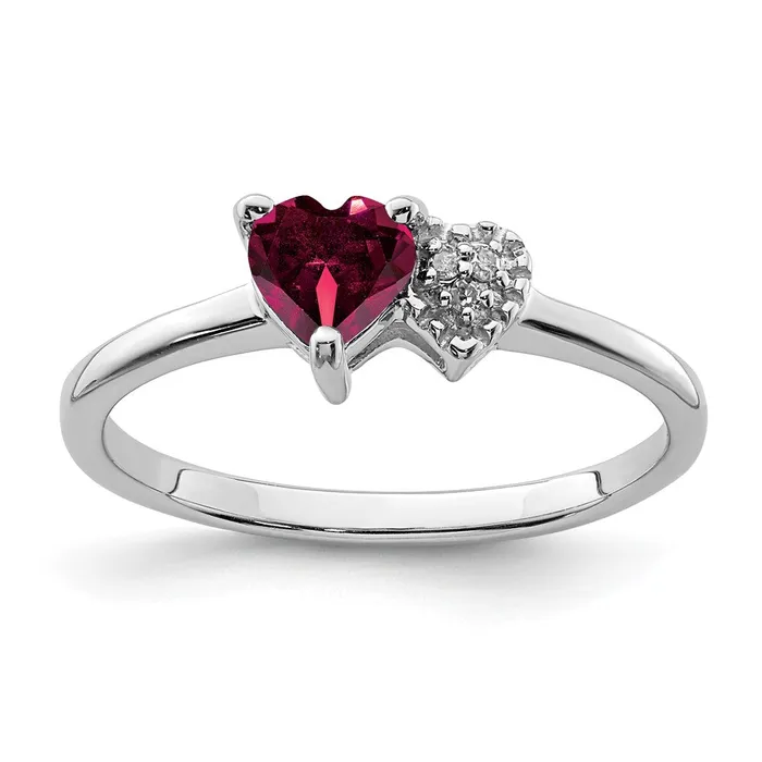 Rings Goldia Sterling Silver Polished Created Ruby and Diamond Ring