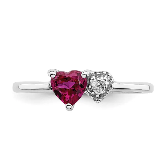 Rings Goldia Sterling Silver Polished Created Ruby and Diamond Ring