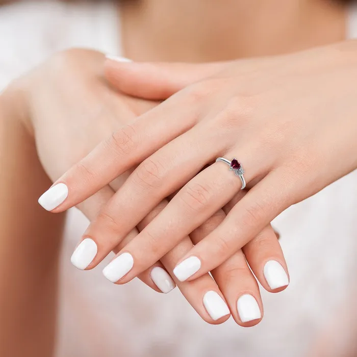 Rings Goldia Sterling Silver Polished Created Ruby and Diamond Ring