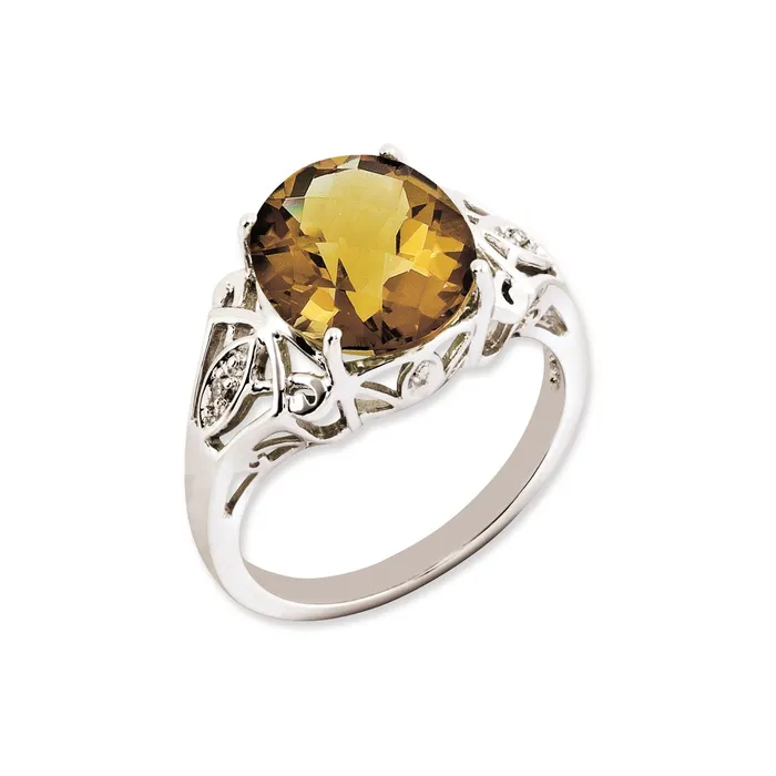 Rings Goldia Sterling Silver RHplated Oval CheckerCut Whiskey Quartz u0026 Diamond Gemstone Birthstone Ring Fine Jewelry Gift for Her Rings Goldia Sterling Silver RHplated Oval CheckerCut Whiskey Quartz u0026 Diamond Gemstone Birthstone Ring Fine Jewelry Gift for Her