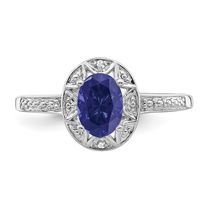 Rings Goldia Sterling Silver Rhodiumplated Diamond u0026 Created Sapphire Ring
