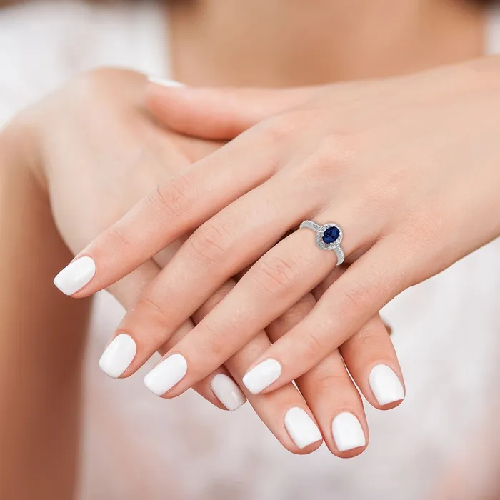 Rings Goldia Sterling Silver Rhodiumplated Diamond u0026 Created Sapphire Ring