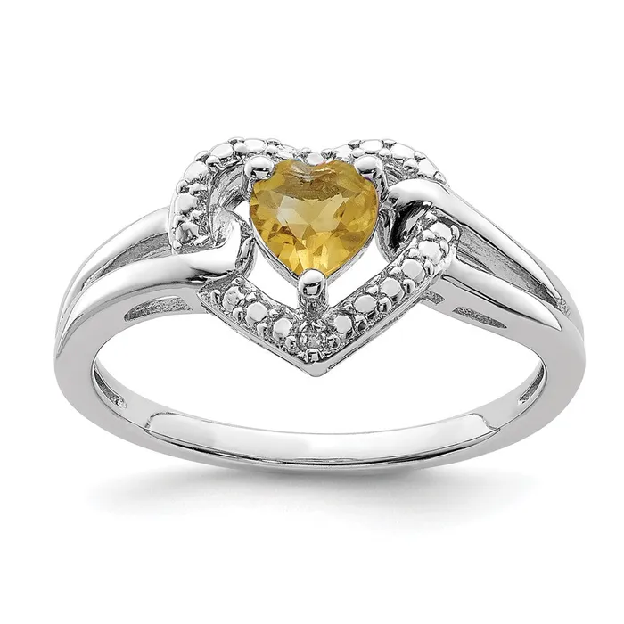 Rings Goldia Sterling Silver Rhodium Whiskey Quartz Diamond Ring