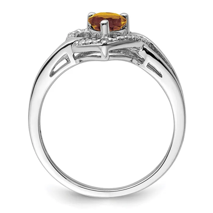 Rings Goldia Sterling Silver Rhodium Whiskey Quartz Diamond Ring