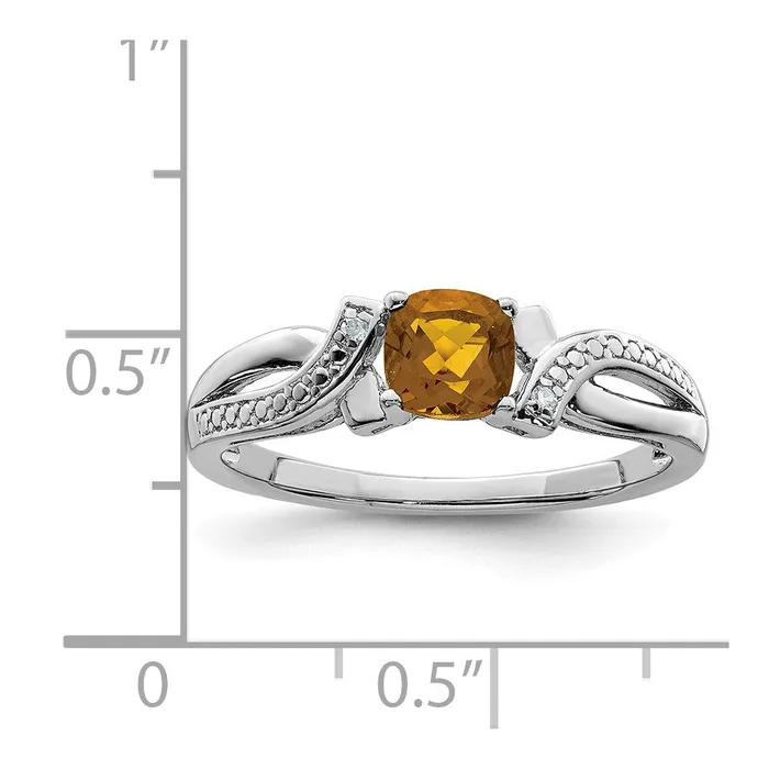 Rings Goldia Sterling Silver Rhodium Whiskey Quartz Diamond Ring