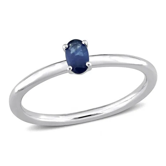 Rings JMS always Original Amour 10k White Gold 13 CT TGW Oval Blue Sapphire Stackable Ring Rings JMS always Original Amour 10k White Gold 13 CT TGW Oval Blue Sapphire Stackable Ring