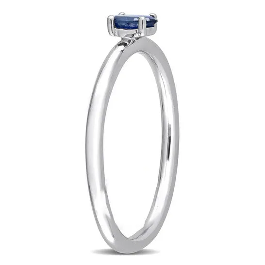 Rings JMS always Original Amour 10k White Gold 13 CT TGW Oval Blue Sapphire Stackable Ring Rings JMS always Original Amour 10k White Gold 13 CT TGW Oval Blue Sapphire Stackable Ring
