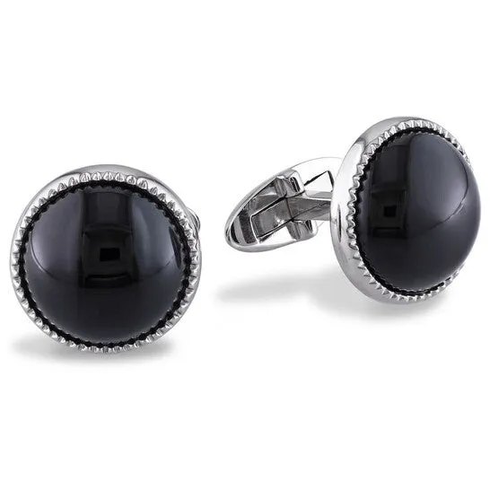 Rings JMS always Original AMOUR 17 CT TGW Black Onyx Bezel Set Cufflinks with Milgrain Finish In Sterling Silver Rings JMS always Original AMOUR 17 CT TGW Black Onyx Bezel Set Cufflinks with Milgrain Finish In Sterling Silver