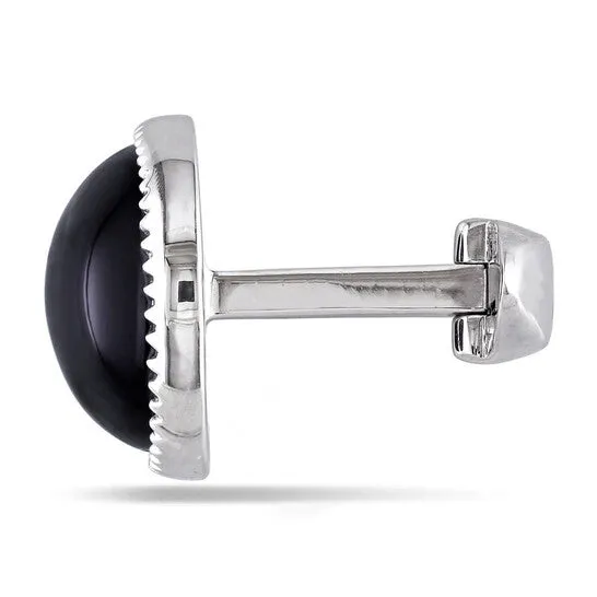 Rings JMS always Original AMOUR 17 CT TGW Black Onyx Bezel Set Cufflinks with Milgrain Finish In Sterling Silver Rings JMS always Original AMOUR 17 CT TGW Black Onyx Bezel Set Cufflinks with Milgrain Finish In Sterling Silver