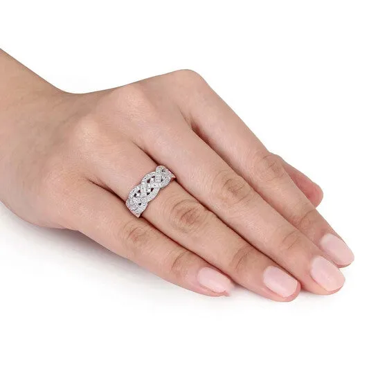 Rings JMS always Original Delmar 18 CT TW Braided Diamond Ring in Sterling Silver Rings JMS always Original Delmar 18 CT TW Braided Diamond Ring in Sterling Silver