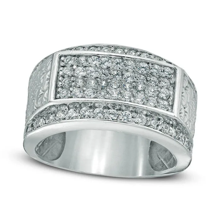 Rings Mens 10 CT TW Composite Natural Diamond Rectangle Anniversary Ring in Solid 10K White Gold Goldia Rings Mens 10 CT TW Composite Natural Diamond Rectangle Anniversary Ring in Solid 10K White Gold Goldia