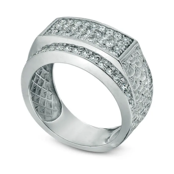Rings Mens 10 CT TW Composite Natural Diamond Rectangle Anniversary Ring in Solid 10K White Gold Goldia Rings Mens 10 CT TW Composite Natural Diamond Rectangle Anniversary Ring in Solid 10K White Gold Goldia
