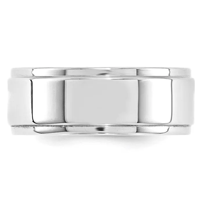 Rings Solid 10K White Gold 8mm Flat with Step Edge MensWomens Wedding Band Ring Size 125 Goldia Rings Solid 10K White Gold 8mm Flat with Step Edge MensWomens Wedding Band Ring Size 125 Goldia