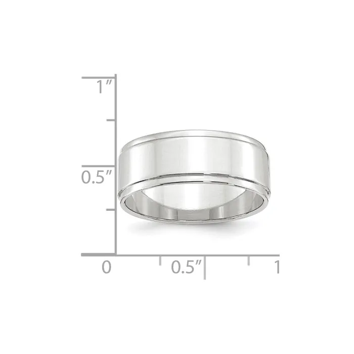 Rings Solid 10K White Gold 8mm Flat with Step Edge MensWomens Wedding Band Ring Size 125 Goldia Rings Solid 10K White Gold 8mm Flat with Step Edge MensWomens Wedding Band Ring Size 125 Goldia