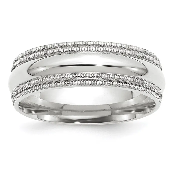 Rings Solid 18K White Gold 7mm Double Milgrain Comfort Fit MensWomens Wedding Band Ring Size 135 Goldia Rings Solid 18K White Gold 7mm Double Milgrain Comfort Fit MensWomens Wedding Band Ring Size 135 Goldia