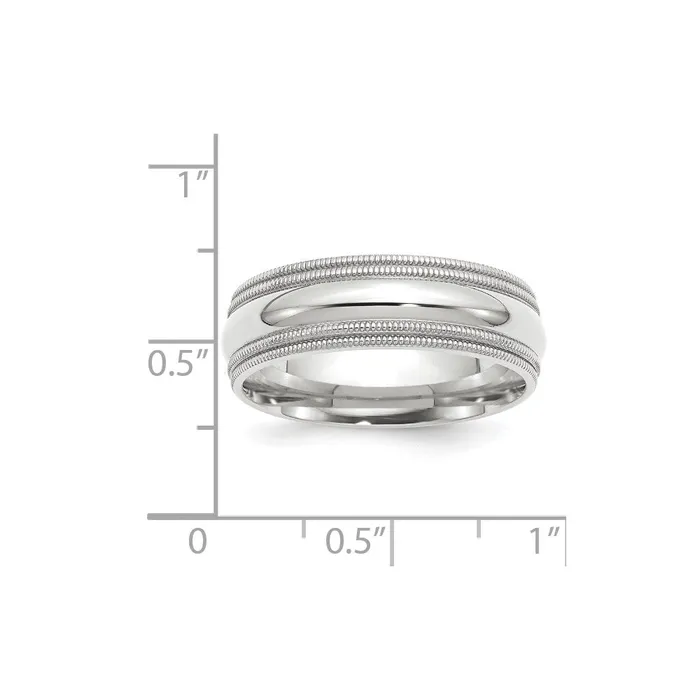 Rings Solid 18K White Gold 7mm Double Milgrain Comfort Fit MensWomens Wedding Band Ring Size 135 Goldia Rings Solid 18K White Gold 7mm Double Milgrain Comfort Fit MensWomens Wedding Band Ring Size 135 Goldia